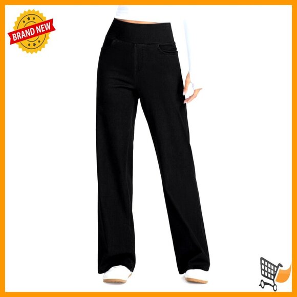 Denim - Wide Leg High Waisted Stretchy Pull On Jeans Oversized Y2K Chic Trendy